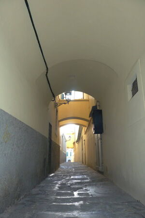 Typical alley in Prato, Tuscany, Italyの写真素材