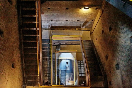 Staircase of the tower of Palazzo Comunale, San Gimignano, Tuscany, Italyのeditorial素材