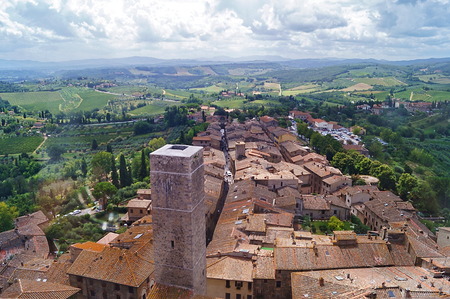 Aerial view of San Gimignano, Tuscany, Italyのeditorial素材