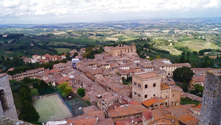 Aerial view of San Gimignano, Tuscany, Italyのeditorial素材