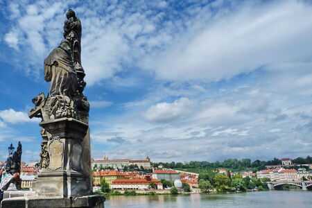 Group of statues on Charles Bridge in Prague, Czech Republicのeditorial素材