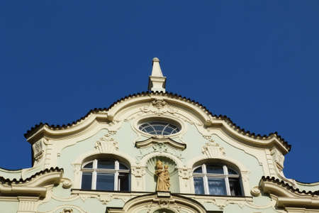 Pediment of a building typical of Prague, Czech Republicのeditorial素材