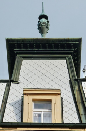 Pediment of a building typical of Prague, Czech Republicのeditorial素材