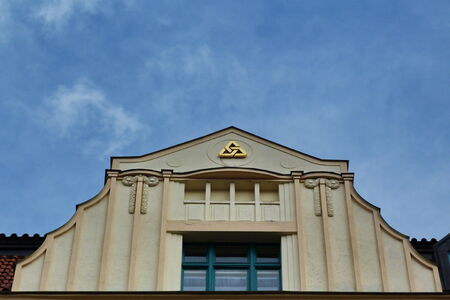 Pediment of a building typical of Prague, Czech Republicのeditorial素材