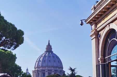 View from Vatican Museum of Dome of Saint Peters Basilica, Rome, Italyの写真素材
