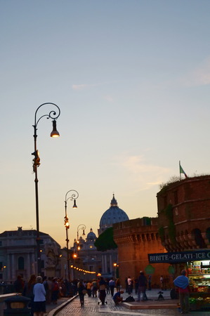 Saint Angel Castle at sunset, Rome, Italyのeditorial素材