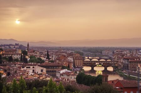 Landscape of Florence at sunset, Italyの写真素材