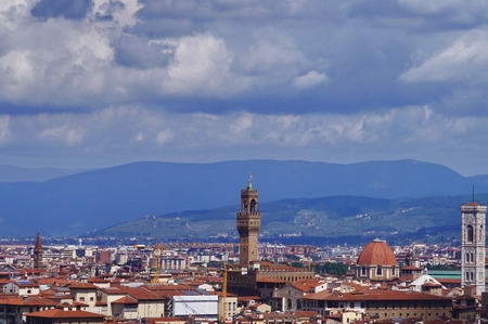 View of Florence from the surrounding hills, Italyの写真素材