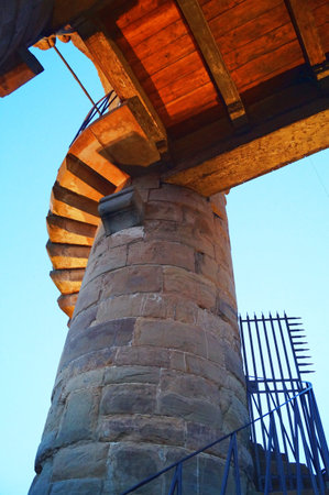 Spiral staircase on the Arnolfo tower of Palazzo Vecchio Florence Tuscany Italy