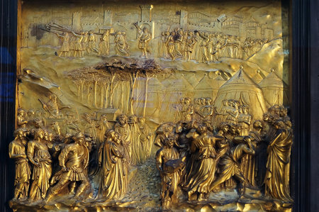 Detail of the the original door of paradise in the Opera del Duomo museum Florence Italyのeditorial素材