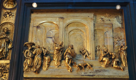 Detail of the the original door of paradise in the Opera del Duomo museum Florence Italyのeditorial素材