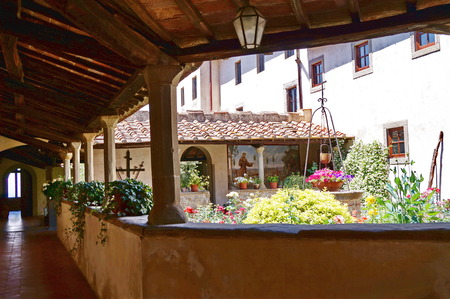 Cloister of monastery of San Francesco, Fiesole, Italyの写真素材