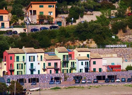 Typical houses in Portovenere, Cinque Terre, Liguria, Italyのeditorial素材