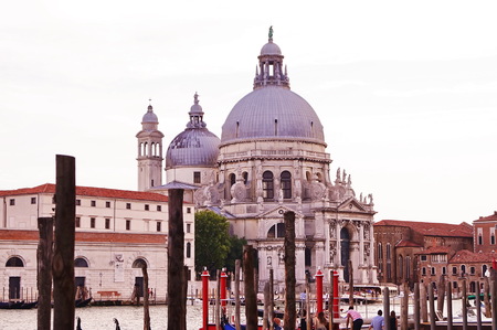 Basilica of the Salute at sunset, Venice, Italyの写真素材