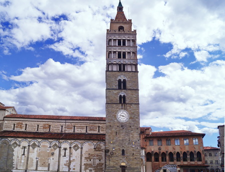 Bell tower of the Cathedral of Saint Zeno, Pistoia, Italyの写真素材