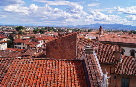 Aerial view of the center of Pistoia, Tuscany, Italyの写真素材