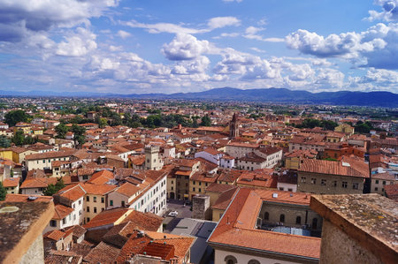 Aerial view of the center of Pistoia, Tuscany, Italyの写真素材