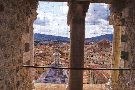 Aerial view of the center of Pistoia, Tuscany, Italyの写真素材