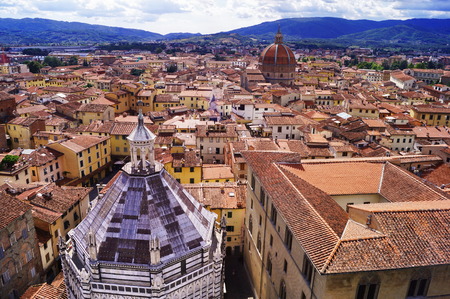 Aerial view of the center of Pistoia, Tuscany, Italyの写真素材