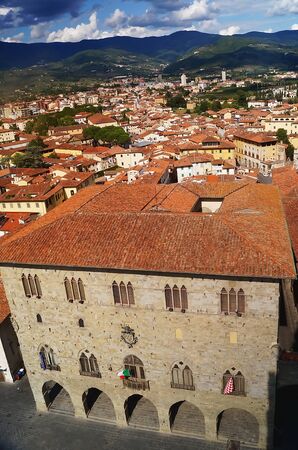 Aerial view of City Hall, Pistoia, Tuscany, Italyのeditorial素材