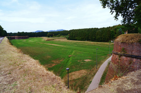 Medieval walls of Lucca, Tuscany, Italyのeditorial素材