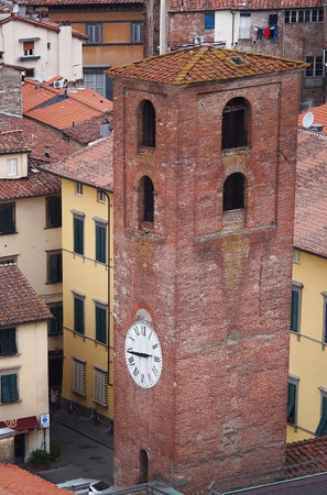 Clock tower, Lucca, Tuscany, Italyの写真素材