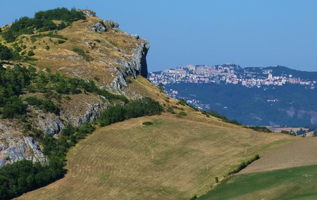 View from the San Leo fortress, Emilia Romagna, Italyのeditorial素材