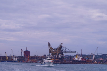 Piombino harbor, Tuscany, Italyの写真素材