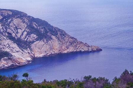 Coastline of Montecristo Island, Tuscany, Italyの写真素材