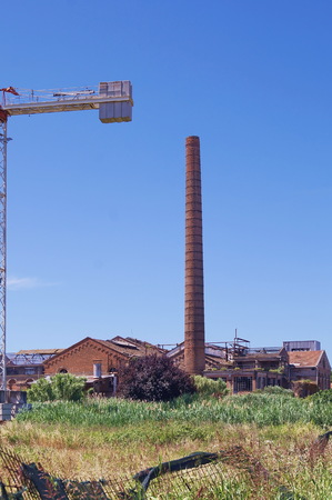 Abandoned sugar factory in Cecina, Tuscany, Italyの写真素材