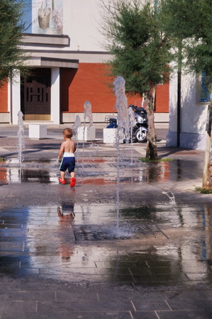 Main square of Marina di Cecina, Tuscany, Italyの写真素材