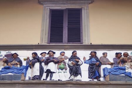 Detail of portal frieze of the Ospedale del Ceppo, Pistoia, Italyのeditorial素材