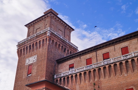 Detail of Este castle, Ferrara, Italyのeditorial素材