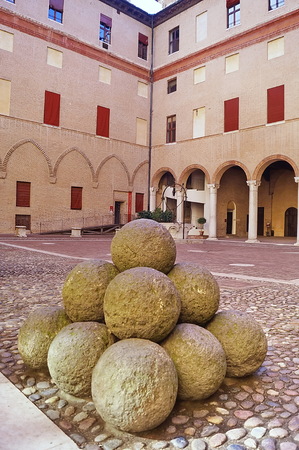 Courtyard of the Este castle, Ferrara, Italyのeditorial素材