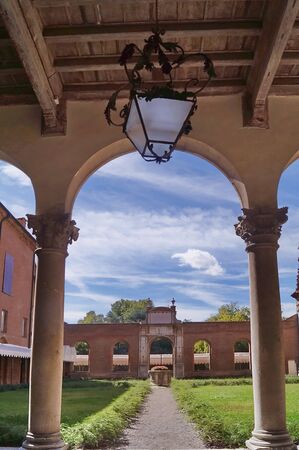 Courtyard of Diamonds Palace, Ferrara, Italyのeditorial素材