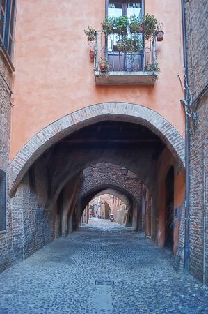 Via delle Volte, Ferrara, Italyの写真素材