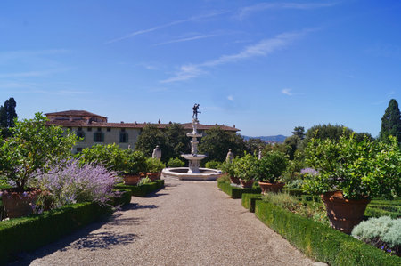 Italian garden of the Royal Villa of Castello, Florence, Italyのeditorial素材