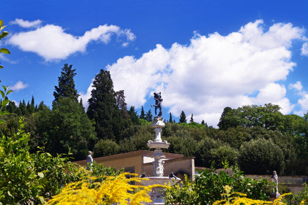 Italian garden of the Royal Villa of Castello, Florence, Italyの写真素材
