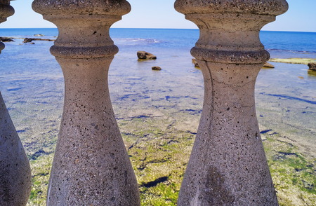 Balustrade of Mascagni terrace, Livorno, Tuscany, Italyの写真素材