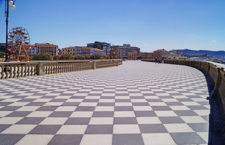 Terrace Mascagni, Livorno, Tuscany, Italyの写真素材