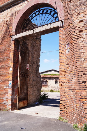 Abandoned buildings of the old dock, Livorno, Tuscany, Italyのeditorial素材