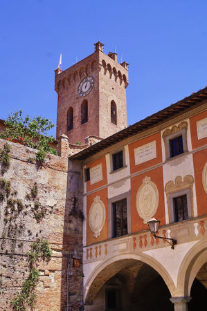 Episcopal seminary and the tower of Matilde, San Miniato, Tuscany, Italyのeditorial素材