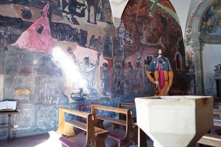 Interior of the oratory of the saints Sebastiano and Rocco, San Miniato, Tuscany, Italyのeditorial素材