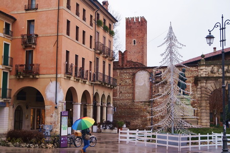 Christmas tree in Matteotti square, Vicenza, Italyのeditorial素材