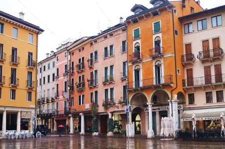 Typical buildings in Biade square, Vicenza, Italyのeditorial素材