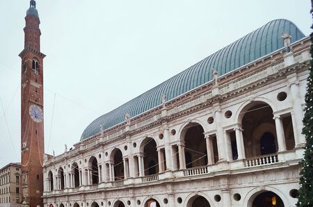 Bissara Tower and Basilica Palladiana, Vicenza, Italyの写真素材