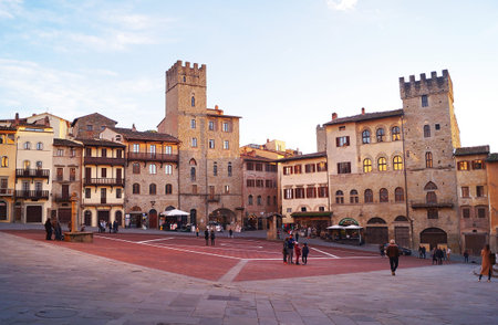 Grande square, Arezzo, Tuscany, Italyのeditorial素材