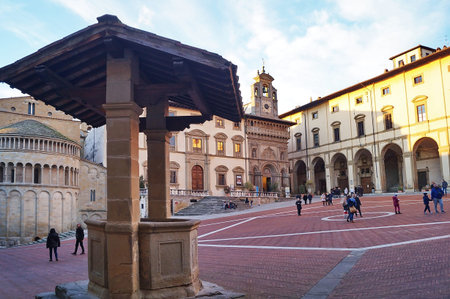 Grande square, Arezzo, Tuscany, Italyのeditorial素材