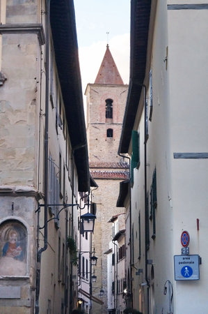 Typical street in the center of Arezzo, Tuscany, Italyの写真素材