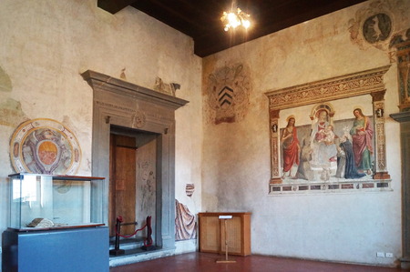 Courtyard of Vicari Palace, Scarperia, Tuscany, Italyのeditorial素材